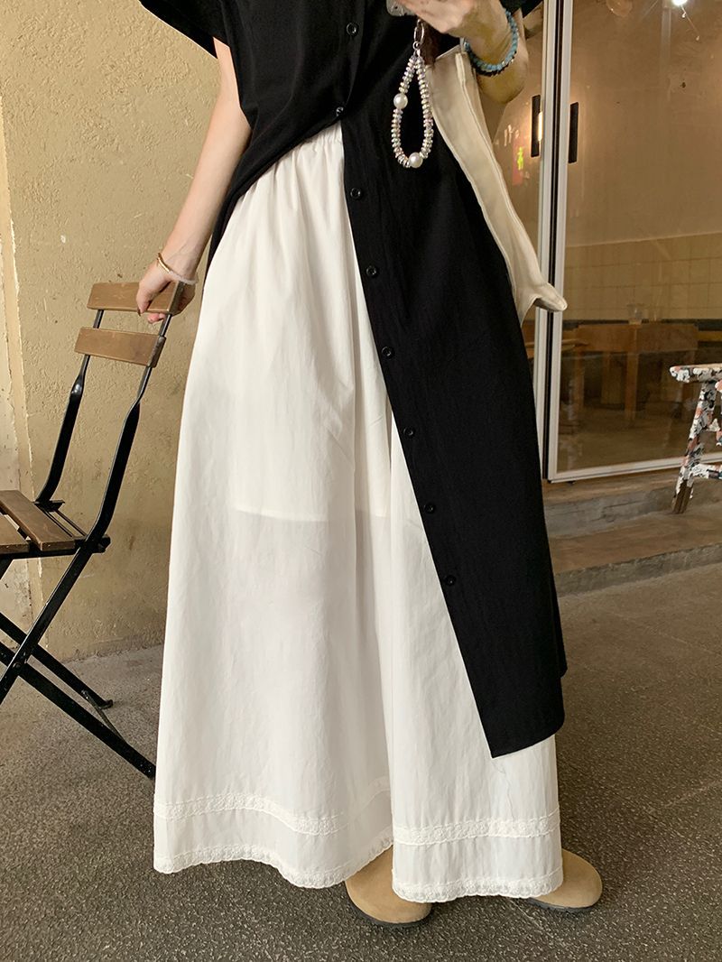 重ね着風シルエット ロング丈シャツセットアップ