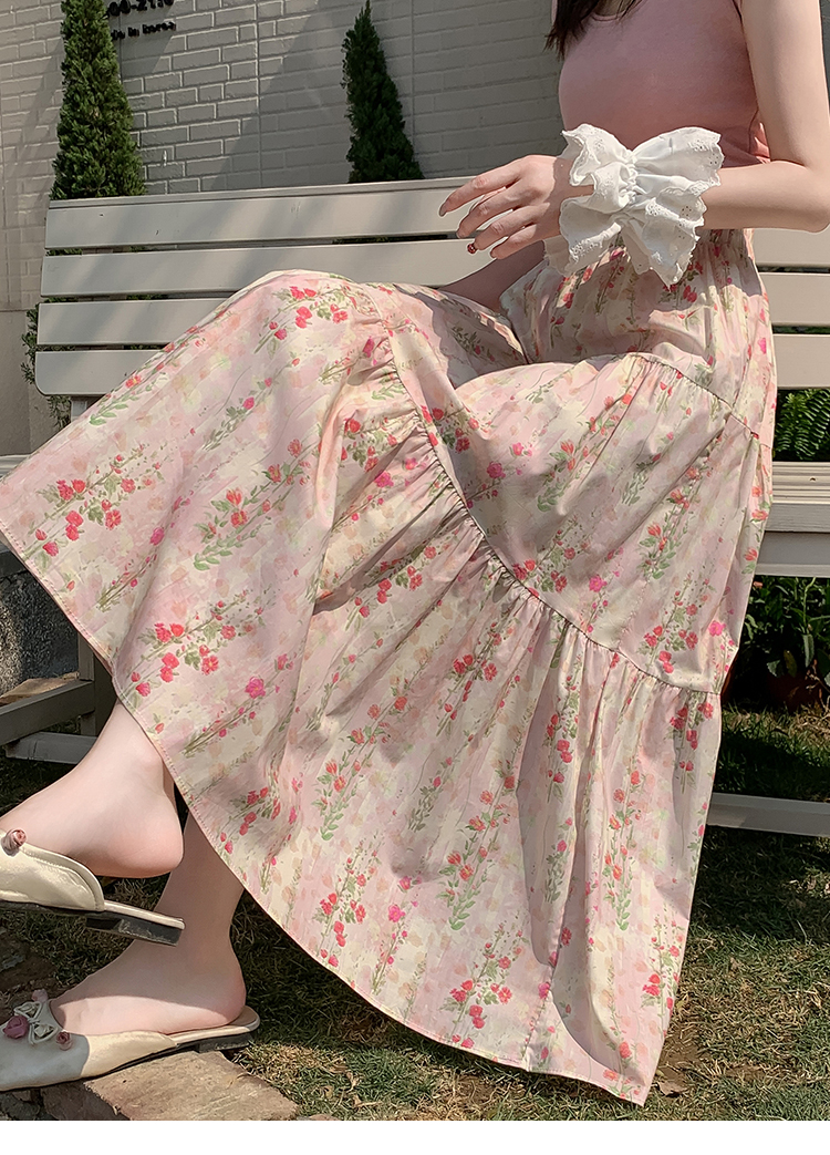 花柄ファッション ティアードデザイン 花柄ロングスカート