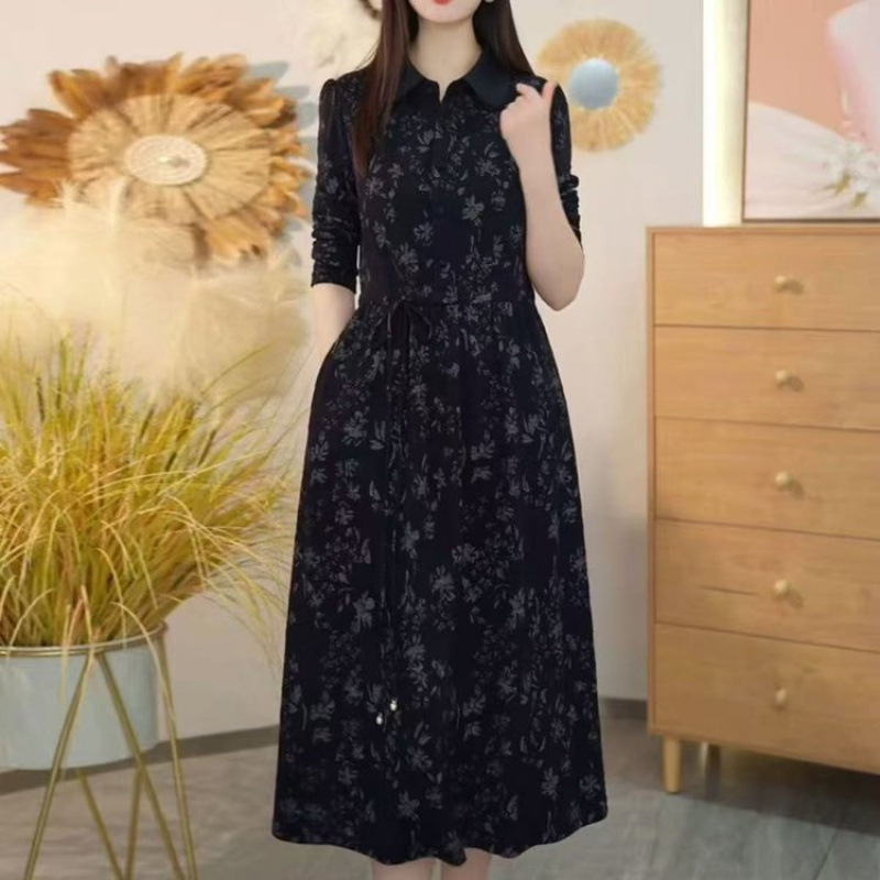 花柄ファッション 上品な花柄シャツワンピース