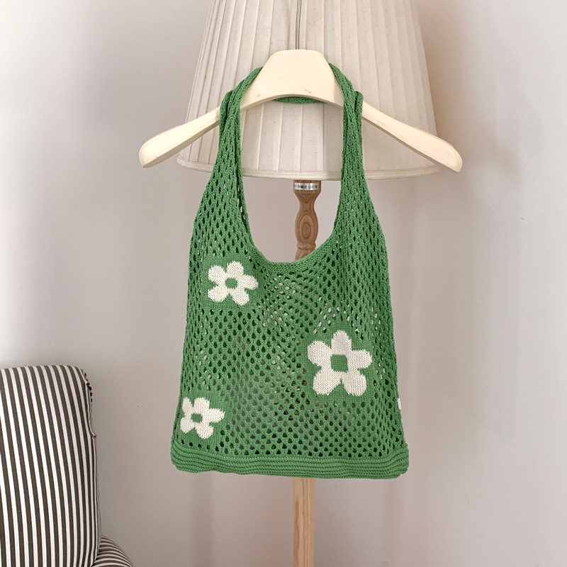 花柄ファッション メッシュ編み花柄トートバッグ
