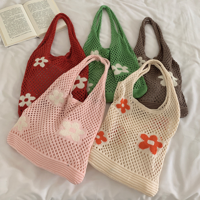 花柄ファッション メッシュ編み花柄トートバッグ