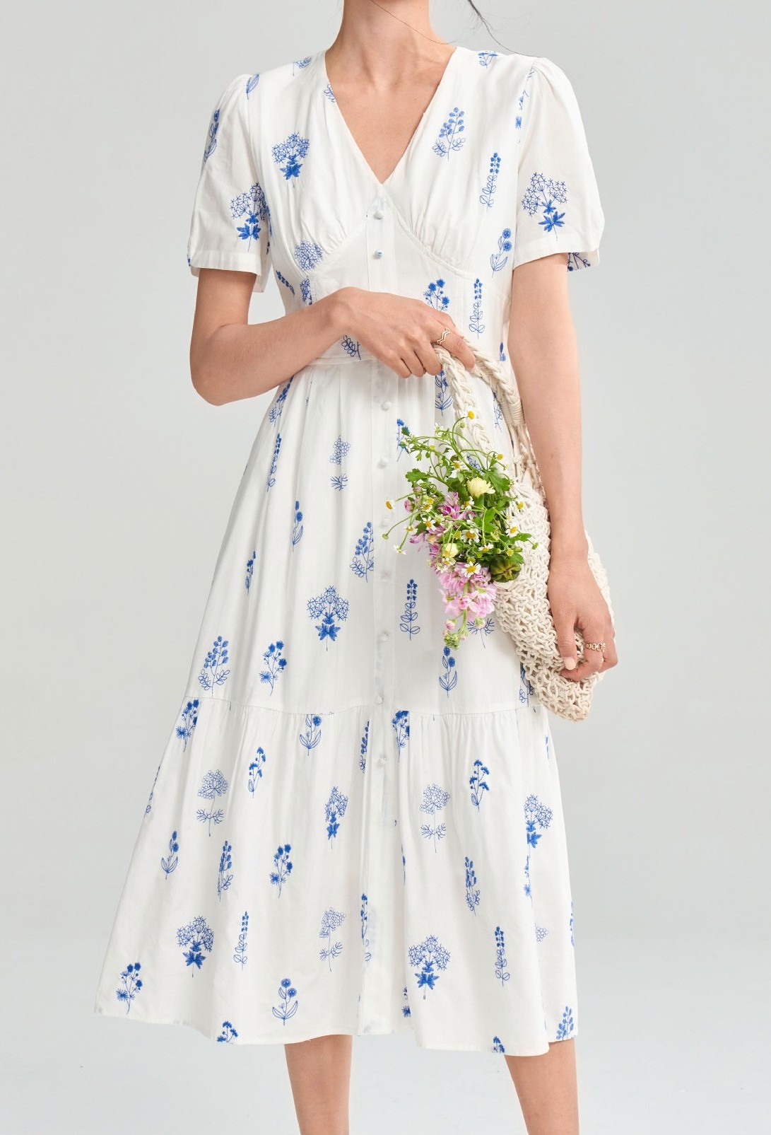 花柄ファッション 爽やか春風ティアードワンピース