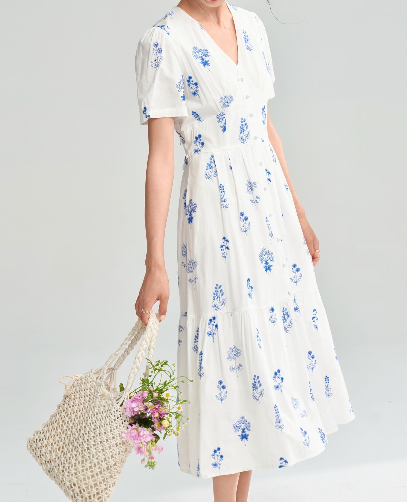 花柄ファッション 爽やか春風ティアードワンピース