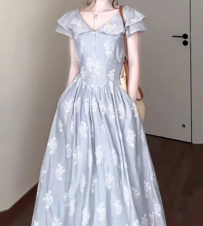 花柄ファッション 優美な花柄マキシワンピース