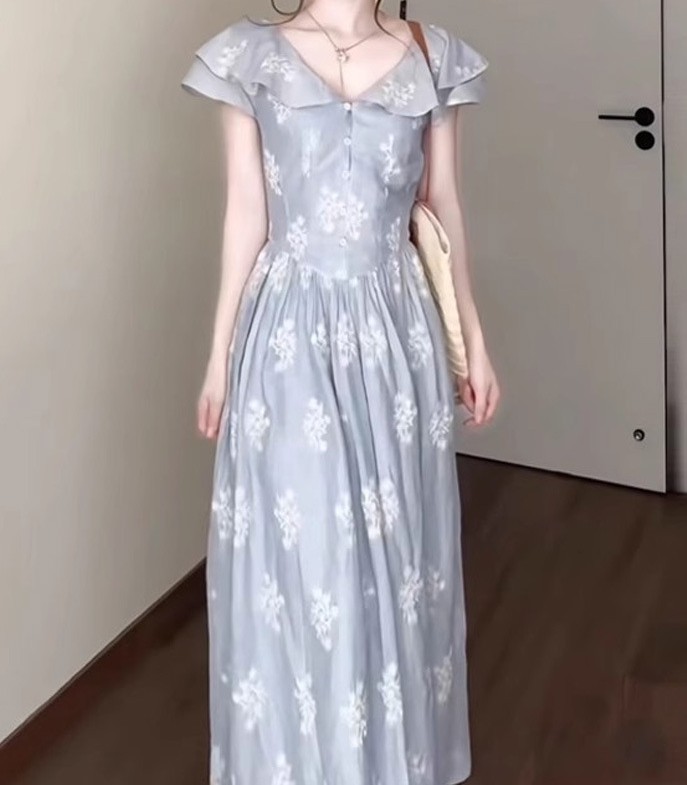 花柄ファッション 優美な花柄マキシワンピース