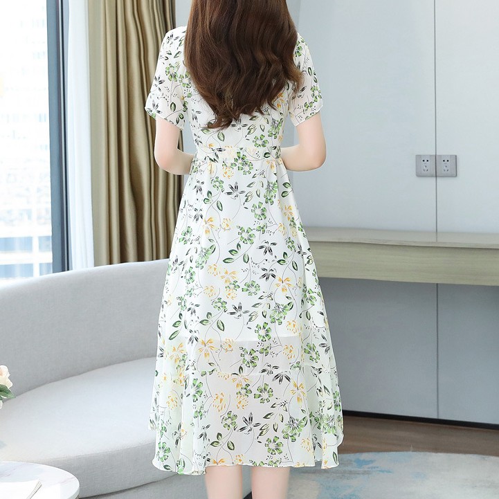 花柄ファッション 優美な花柄シフォンラップワンピース