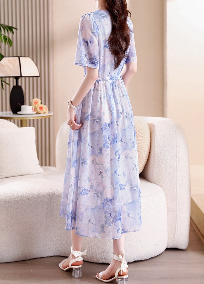花柄ファッション 夢見るような花柄シフォンワンピース