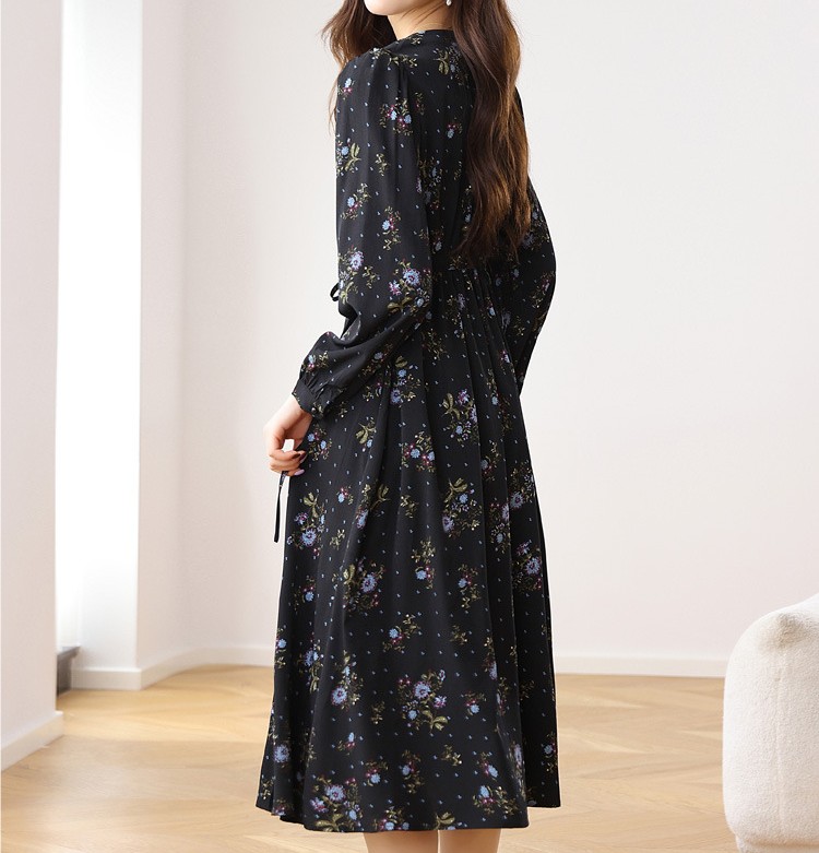 花柄ファッション 優美花柄シフォンワンピース