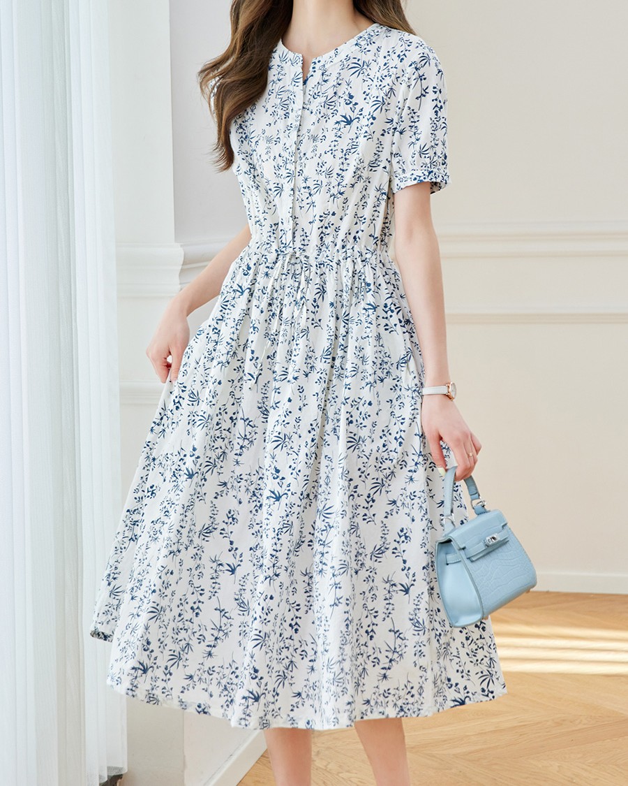 花柄ファッション 爽やか小花柄 ゆったりシフォンワンピース