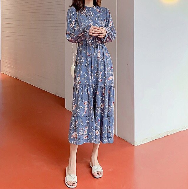 花柄ファッション 花咲くティアードシルエットワンピース