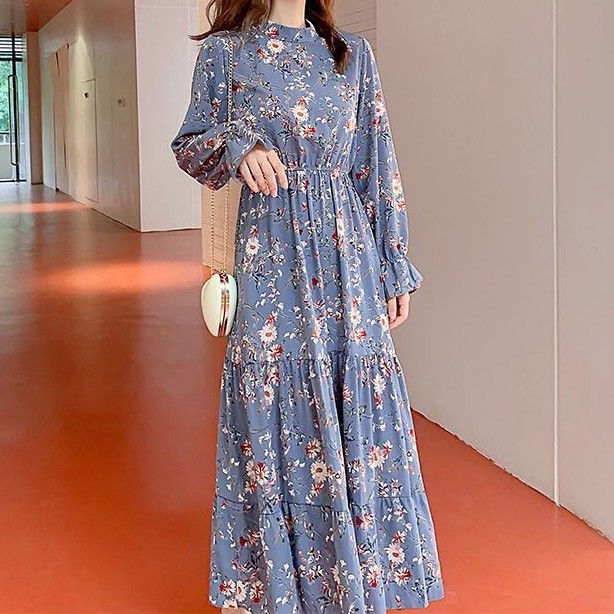 花柄ファッション 花咲くティアードシルエットワンピース