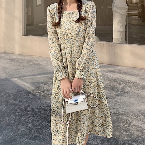 花柄ファッション 優美な小花柄 ミディ丈シャツワンピース