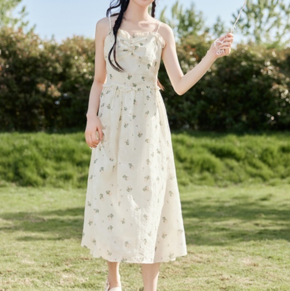 花柄ファッション 小花柄キャミソールワンピース