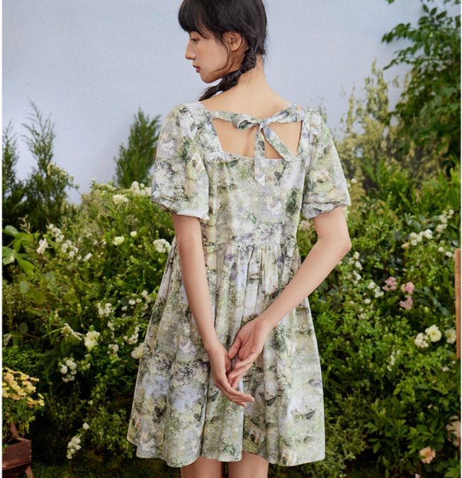 花柄ファッション ふんわり袖ミニワンピース