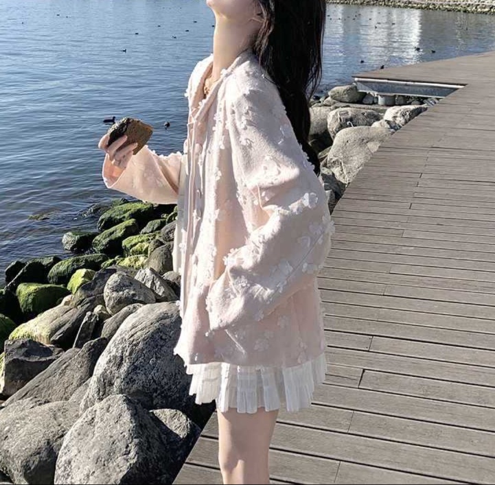 花柄ファッション 花模様カーディガン