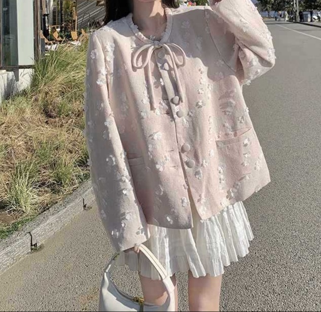 花柄ファッション 花模様カーディガン