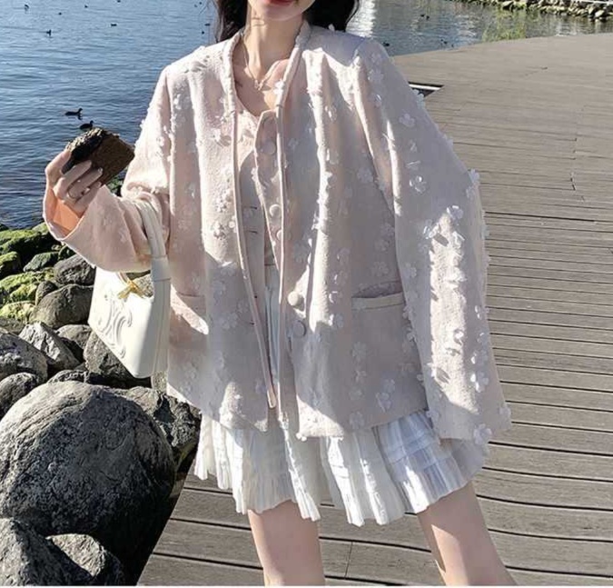 花柄ファッション 花模様カーディガン