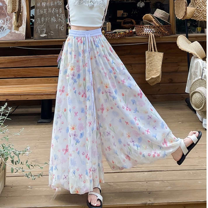 花柄ファッション 花柄フレアワイドパンツ