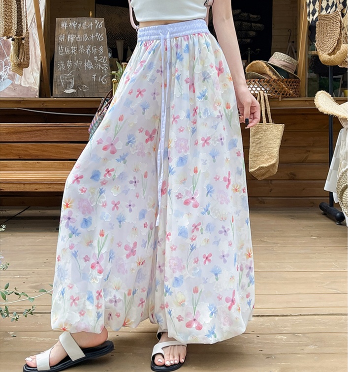 花柄ファッション 花柄フレアワイドパンツ