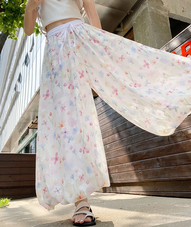 花柄ファッション 花柄フレアワイドパンツ
