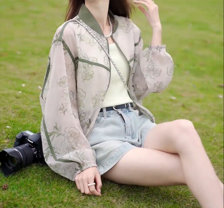 花柄ファッション 花柄シースルーブルゾン