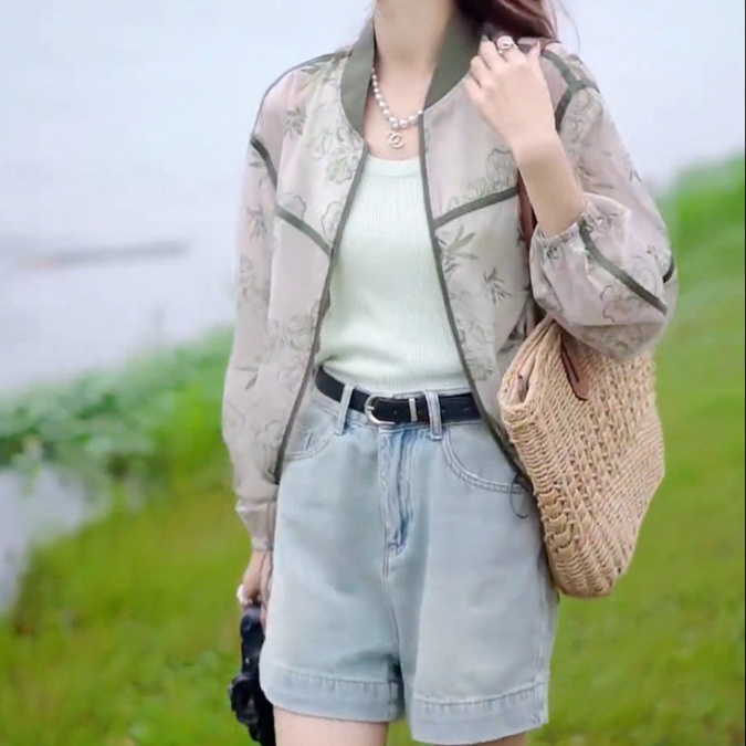花柄ファッション 花柄シースルーブルゾン
