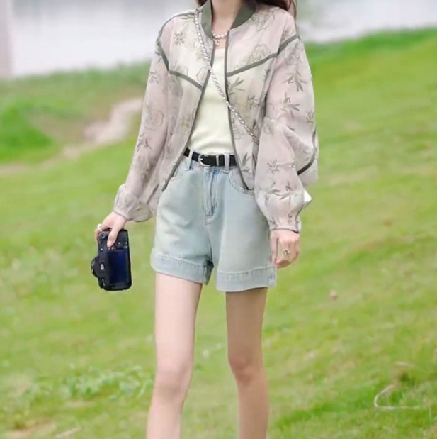 花柄ファッション 花柄シースルーブルゾン