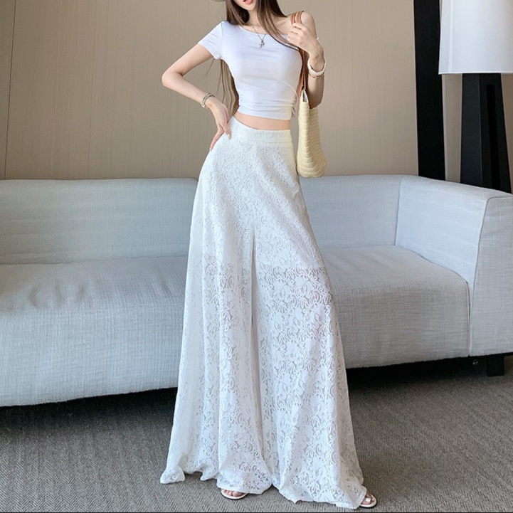 花柄ファッション レース透かし模様マキシ丈スカート