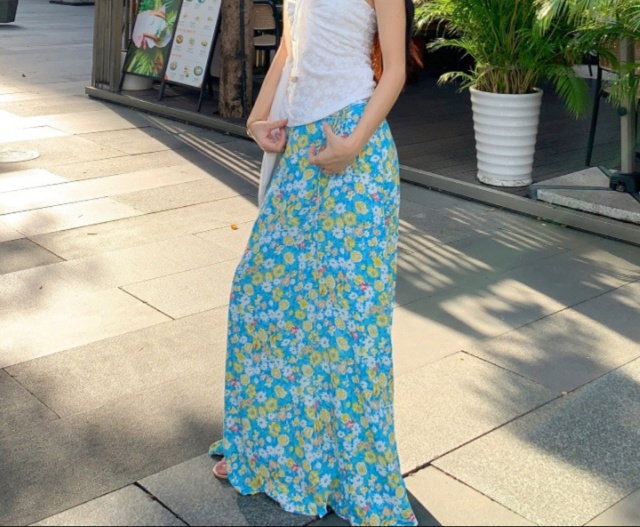 花柄ファッション マキシ丈花柄スカート