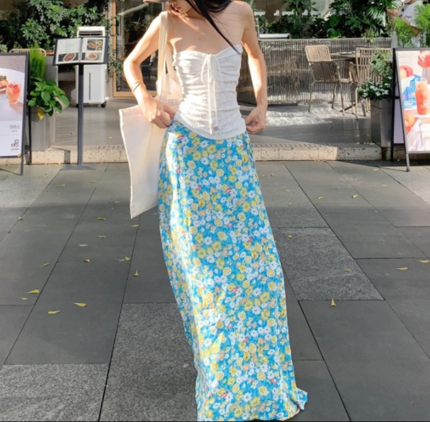 花柄ファッション マキシ丈花柄スカート
