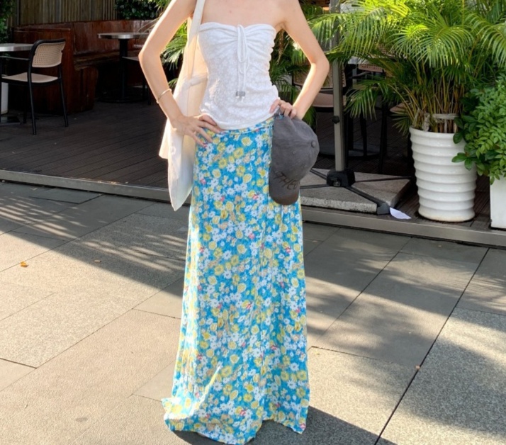 花柄ファッション マキシ丈花柄スカート