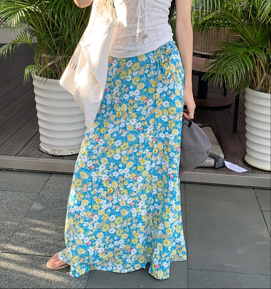 花柄ファッション マキシ丈花柄スカート
