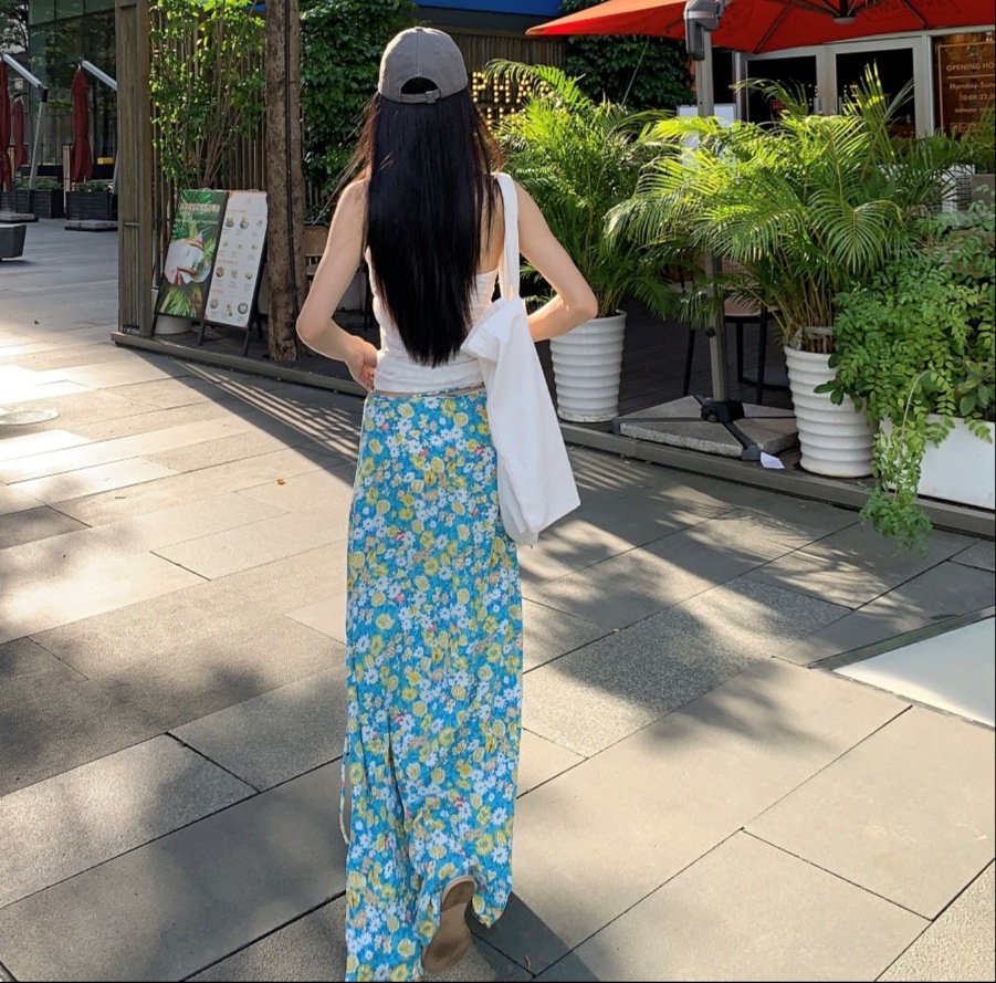 花柄ファッション マキシ丈花柄スカート