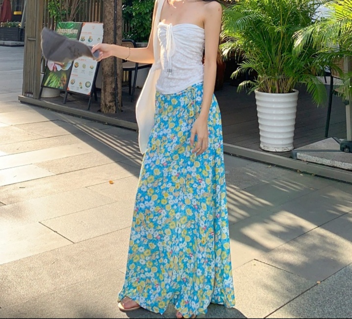 花柄ファッション マキシ丈花柄スカート