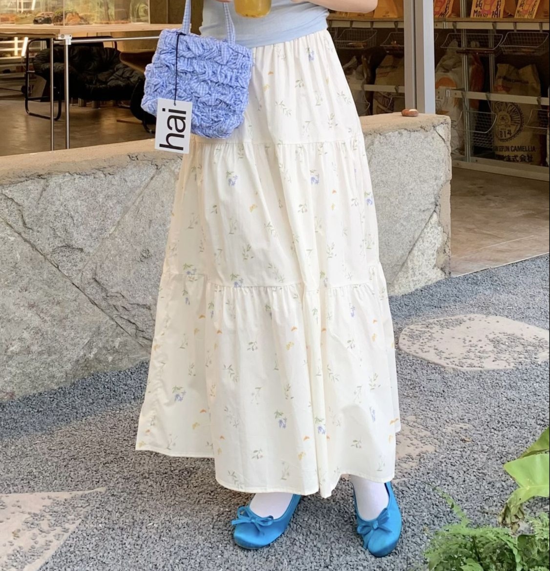 花柄ファッション 花柄ティアードロングスカート