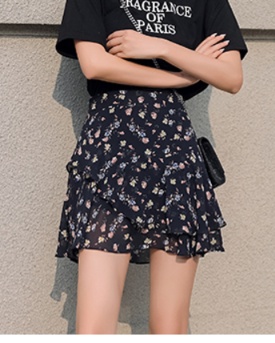 花柄ファッション フリルデザイン 花柄シフォンミニスカート