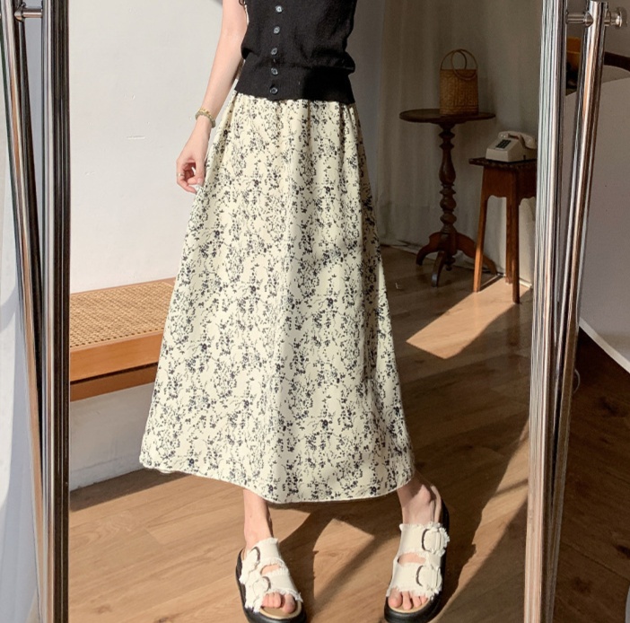 花柄ファッション 花模様ロング丈フレアースカート