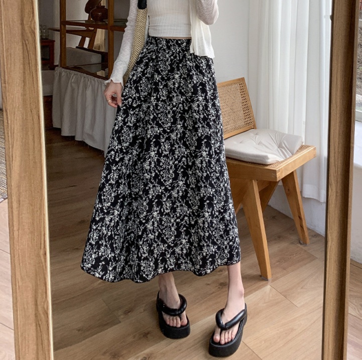 花柄ファッション 花模様ロング丈フレアースカート
