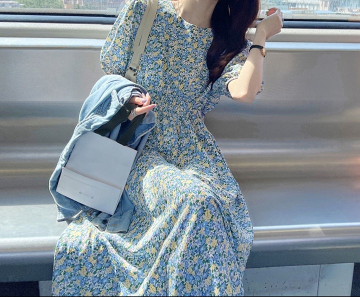 花柄ファッション 小花柄マキシワンピース