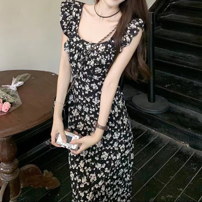 花柄ファッション 小花柄フリルキャミワンピース