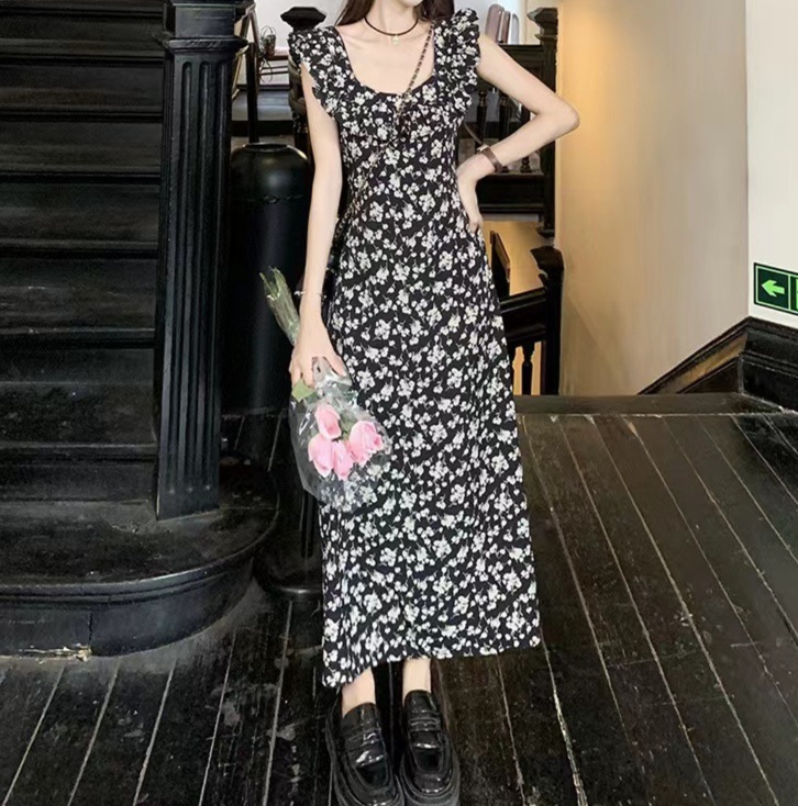 花柄ファッション 小花柄フリルキャミワンピース
