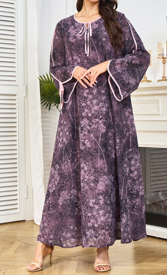 花柄ファッション 優美な花模様ロングワンピース