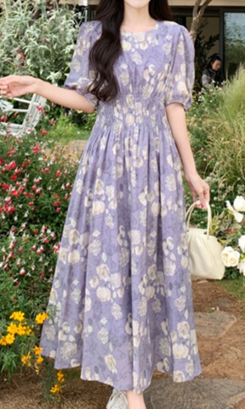 花柄ファッション 花柄ギャザーマキシワンピース