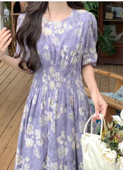 花柄ファッション 花柄ギャザーマキシワンピース