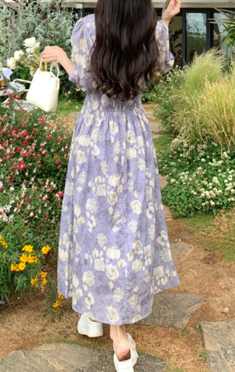 花柄ファッション 花柄ギャザーマキシワンピース