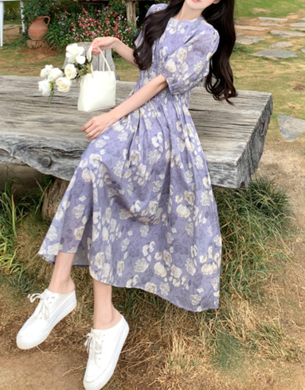 花柄ファッション 花柄ギャザーマキシワンピース