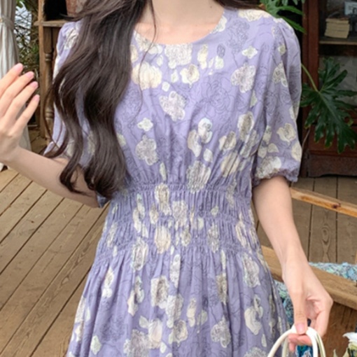花柄ファッション 花柄ギャザーマキシワンピース