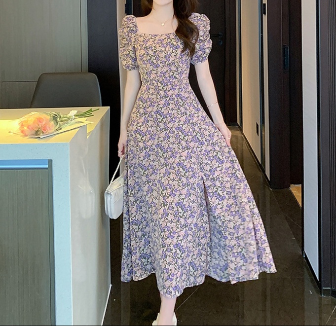 花柄ファッション 花柄マキシワンピース