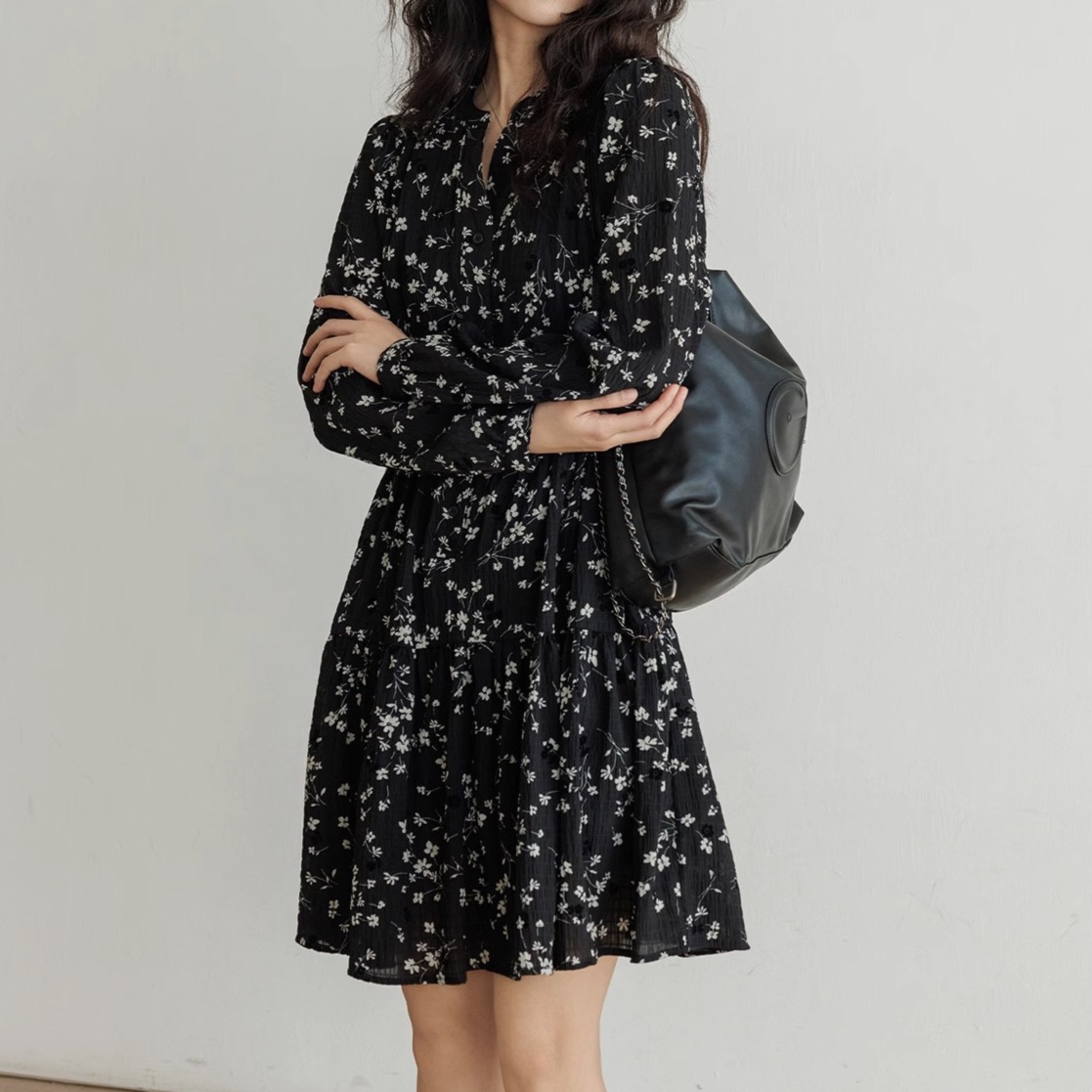 花柄ファッション 小花柄フレアミニワンピース