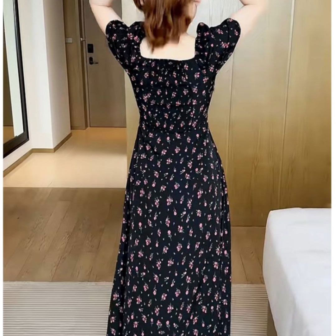 花柄ファッション 花咲く優美ミディ丈ワンピース